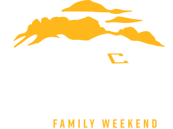 Highlander Family Weekend theme with an illustration of mountains